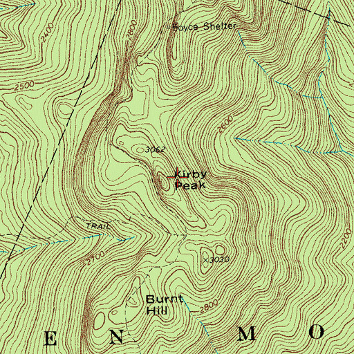 Topographic Map of Kirby Peak, VT