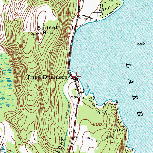 Topographic Map of Lake Dunmore, VT