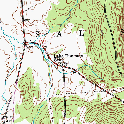 Topographic Map of Lake Dunmore School, VT