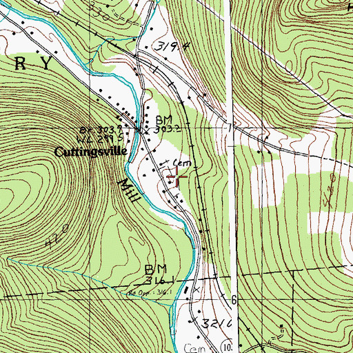 Topographic Map of Laurel Glen Cemetery, VT