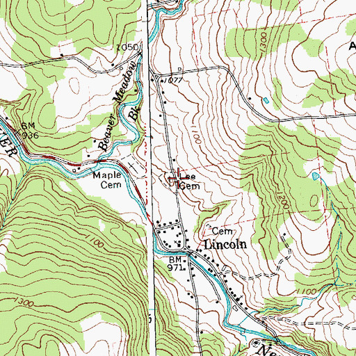 Topographic Map of Lee Cemetery, VT