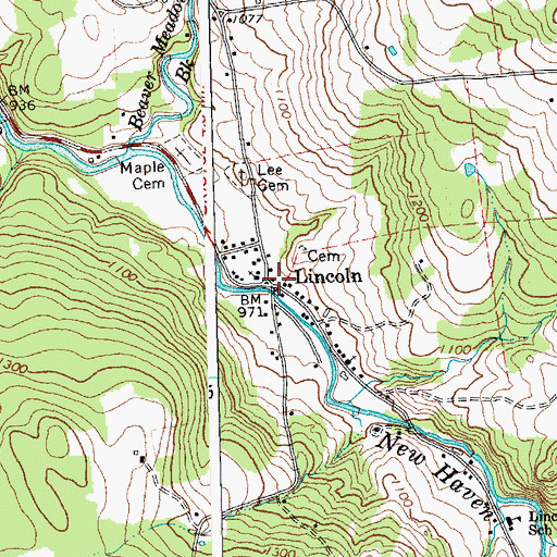 Topographic Map of Lincoln, VT