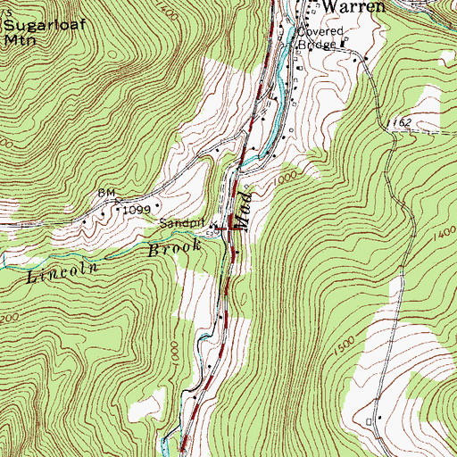 Topographic Map of Lincoln Brook, VT