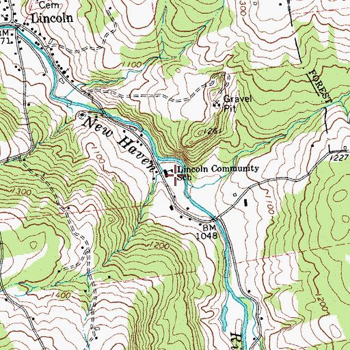 Topographic Map of Lincoln Community School, VT