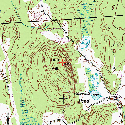 Topographic Map of Lion Hill, VT