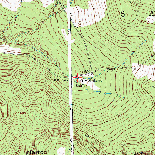 Topographic Map of Little Ireland Cemetery, VT