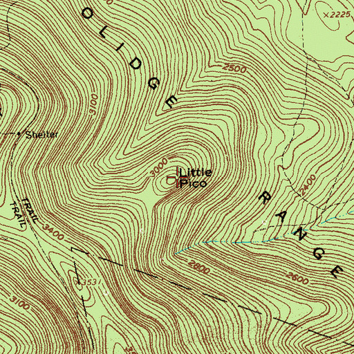 Topographic Map of Little Pico, VT