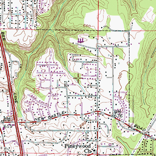 Topographic Map of Alabama Mine, AL