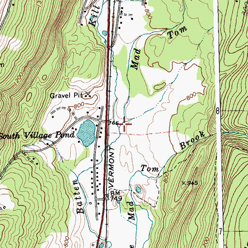 Topographic Map of Mad Tom Brook, VT