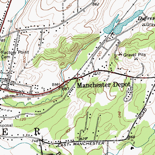 Topographic Map of Manchester Depot, VT