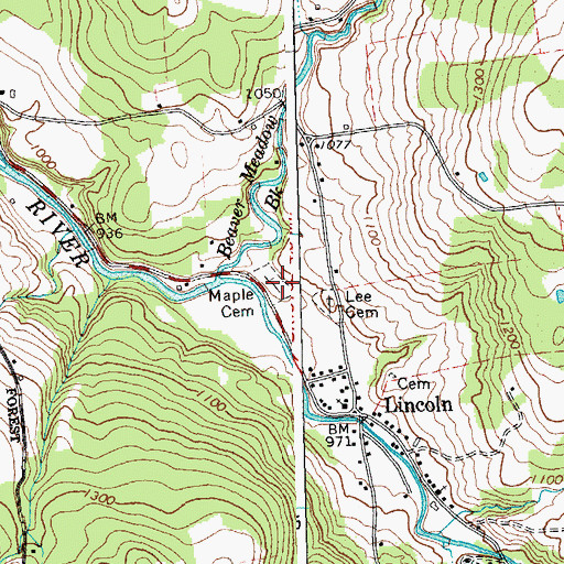 Topographic Map of Maple Cemetery, VT