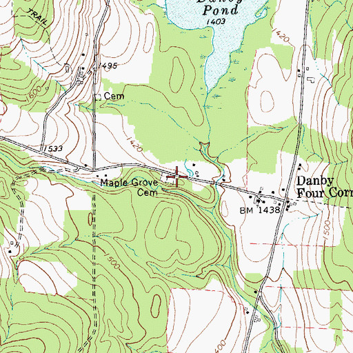 Topographic Map of Maple Grove Cemetery, VT