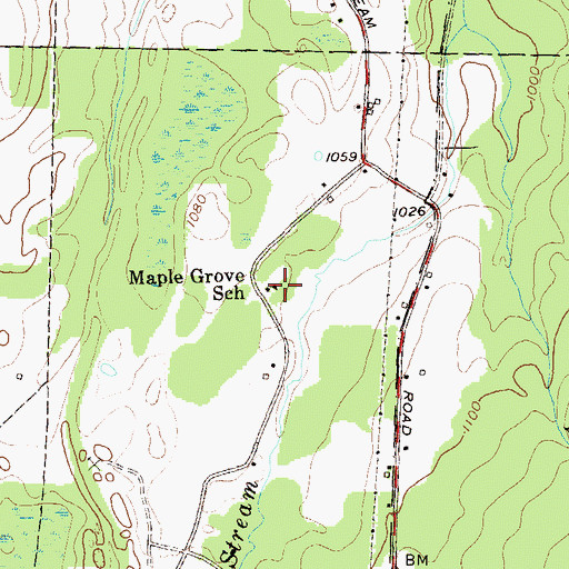 Topographic Map of Maple Grove School, VT