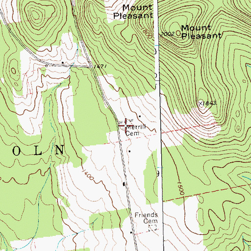 Topographic Map of Merrill Cemetery, VT