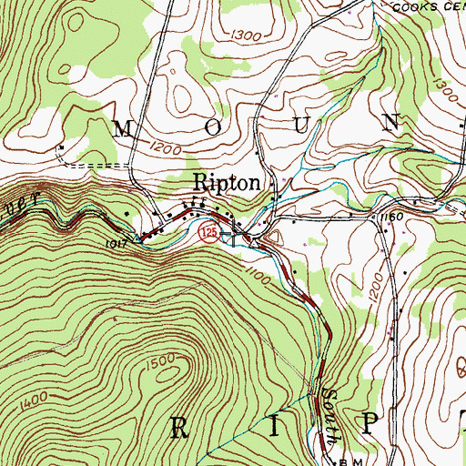 Topographic Map of Middle Branch Middlebury River, VT
