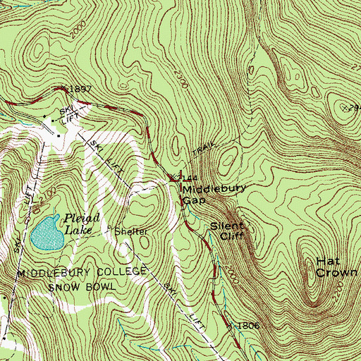 Topographic Map of Middlebury Gap, VT