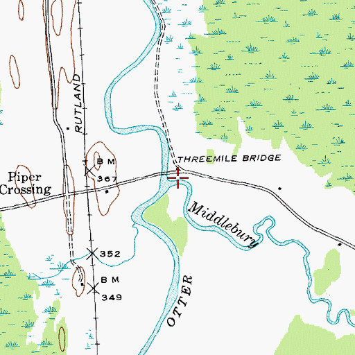 Topographic Map of Middlebury River, VT