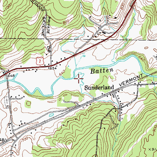 Topographic Map of Mill Brook, VT