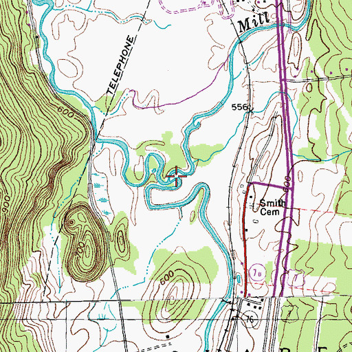 Topographic Map of Mill River, VT