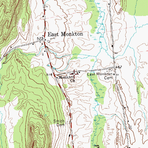 Topographic Map of Monkton Church, VT