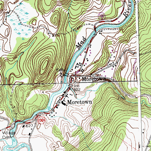 Topographic Map of Moretown, VT
