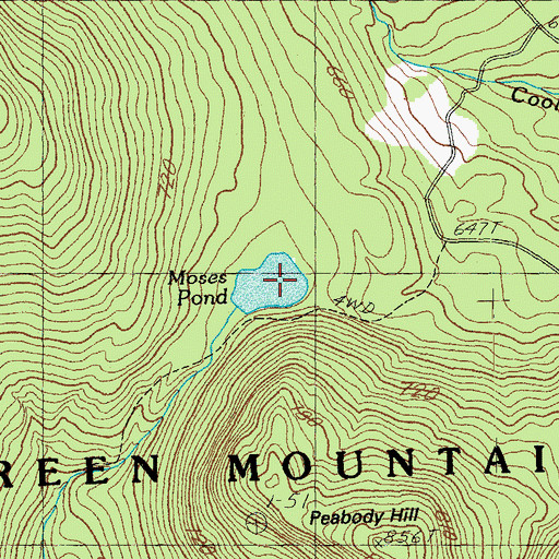 Topographic Map of Moses Pond, VT