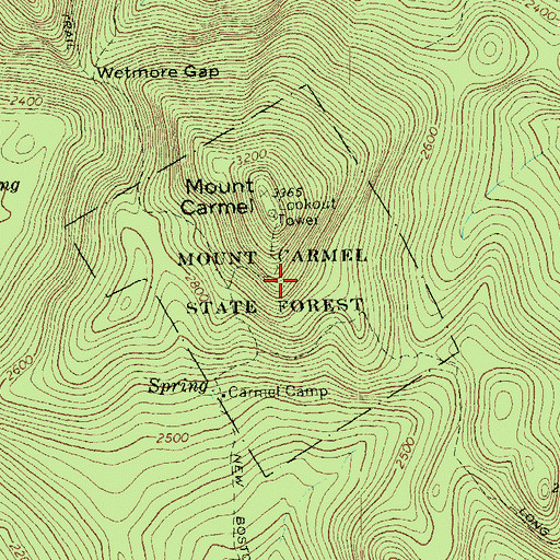 Topographic Map of Mount Carmel State Forest, VT