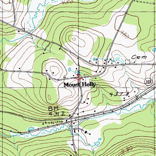 Topographic Map of Mount Holly, VT