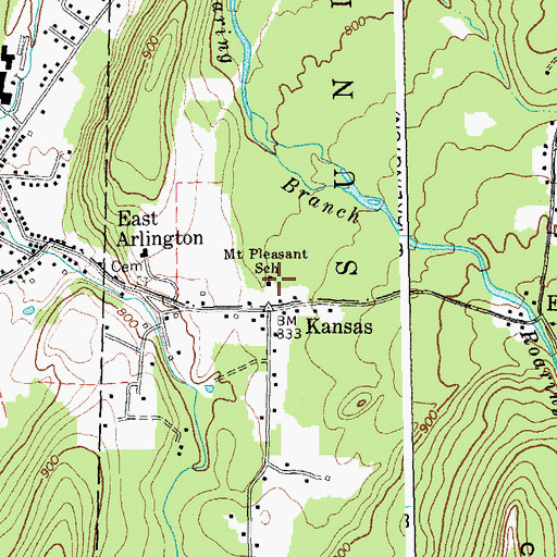 Topographic Map of Mount Pleasant School, VT