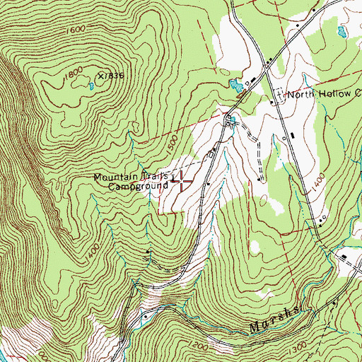 Topographic Map of Mountain Trails Campground, VT
