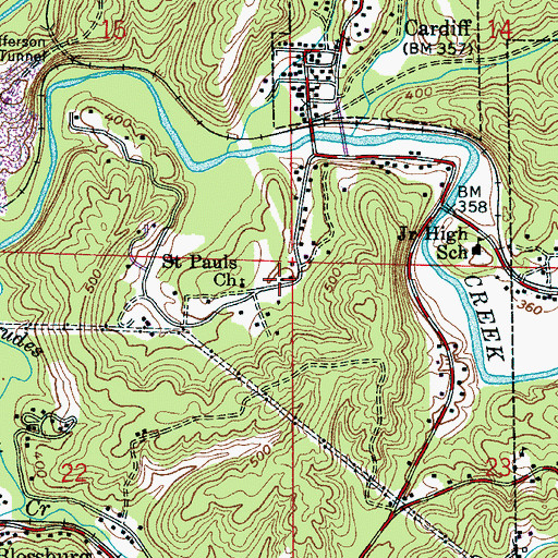 Topographic Map of Cardiff Drift Mine, AL