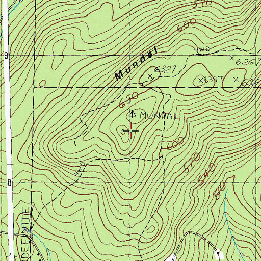 Topographic Map of Mundal Hill, VT