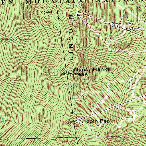 Topographic Map of Nancy Hanks Peak, VT