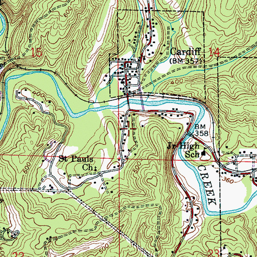 Topographic Map of Brookside Mine, AL