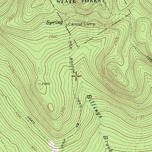 Topographic Map of New Boston Trail, VT