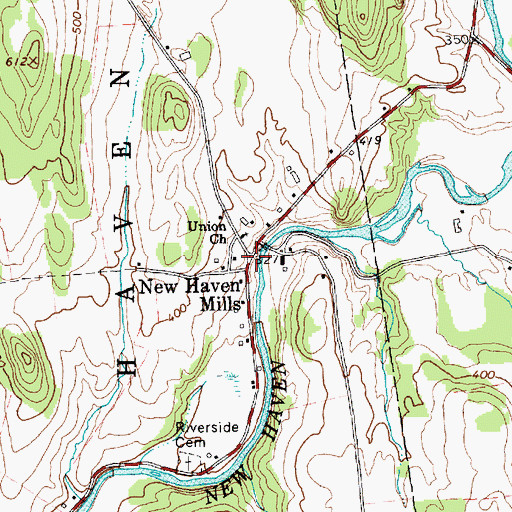 Topographic Map of New Haven Mills, VT
