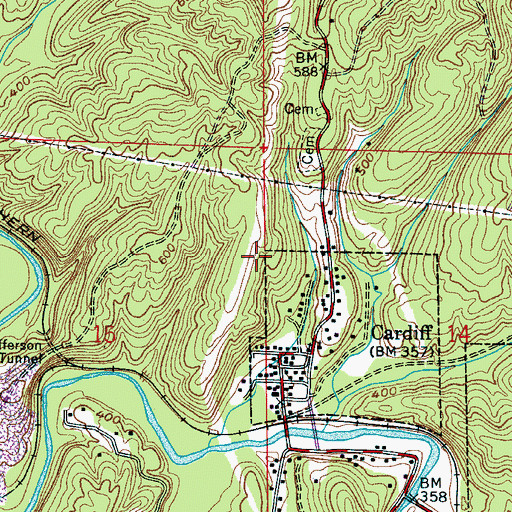 Topographic Map of Brazil Mine, AL