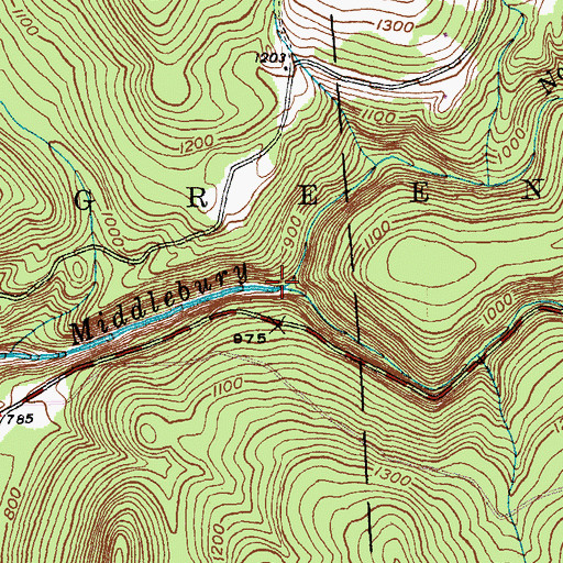 Topographic Map of North Branch Middlebury River, VT