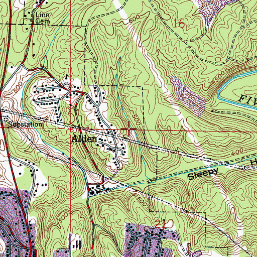 Topographic Map of Blossburg Mine, AL