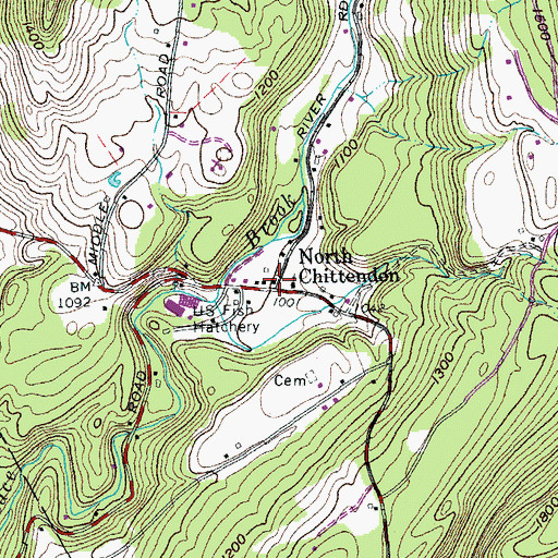 Topographic Map of North Chittenden, VT