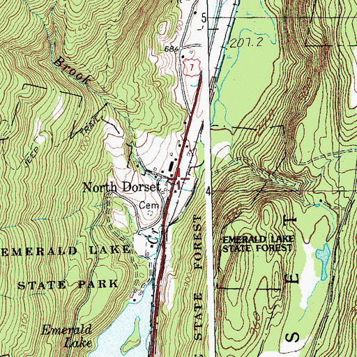 Topographic Map of North Dorset, VT