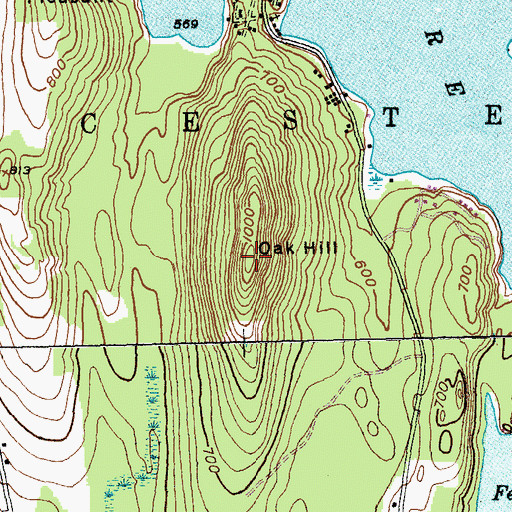 Topographic Map of Oak Hill, VT