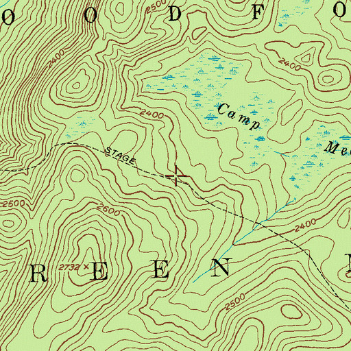 Topographic Map of Old Stage Trail, VT