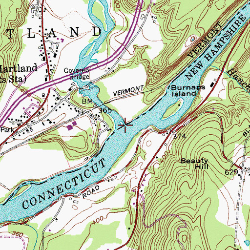 Topographic Map of Ottauquechee River, VT