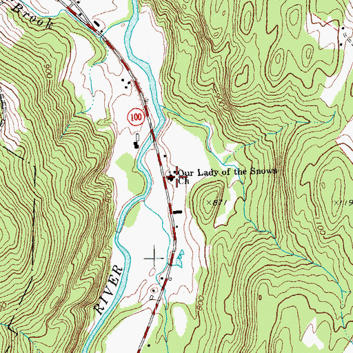 Topographic Map of Our Lady of the Snows Church, VT