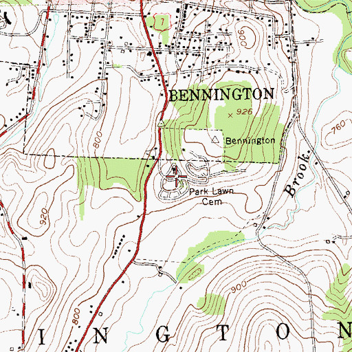 Topographic Map of Park Lawn Cemetery, VT