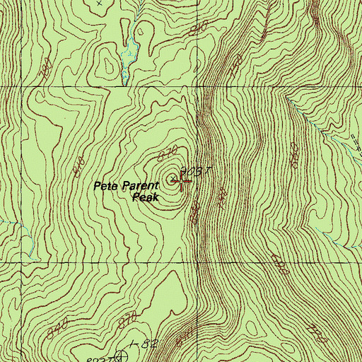 Topographic Map of Pete Parent Peak, VT