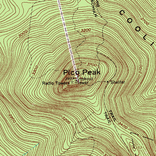 Topographic Map of Pico Peak, VT