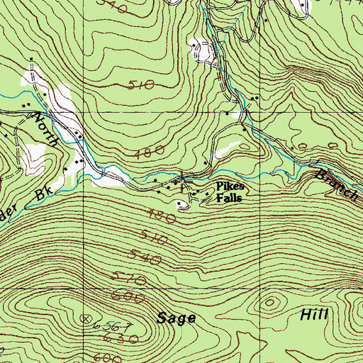 Topographic Map of Pikes Falls, VT