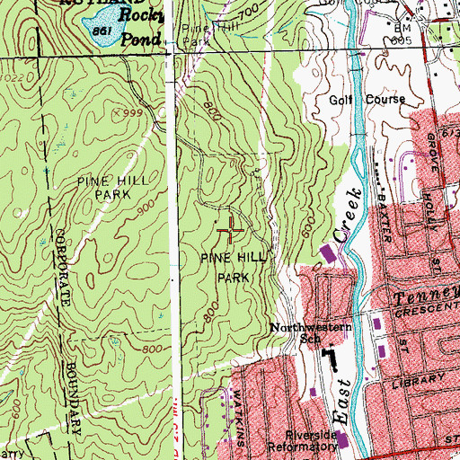 Topographic Map of Pine Hill Park, VT